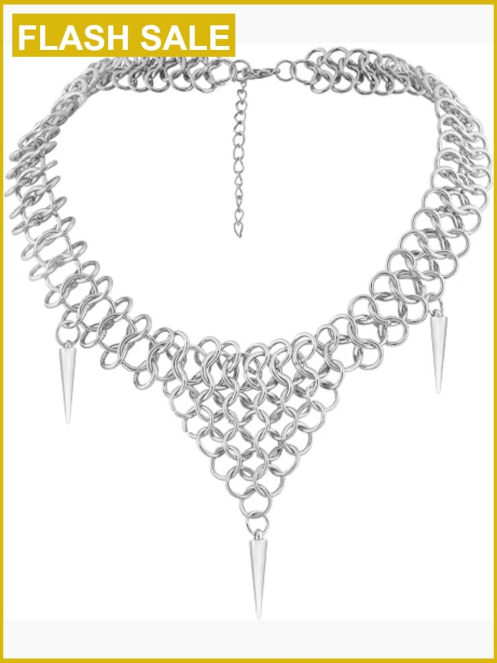 Chunky Spike Choker Necklace, Gothic Emo Punk Grunge Jewelry, Layered - Picture 1 of 7